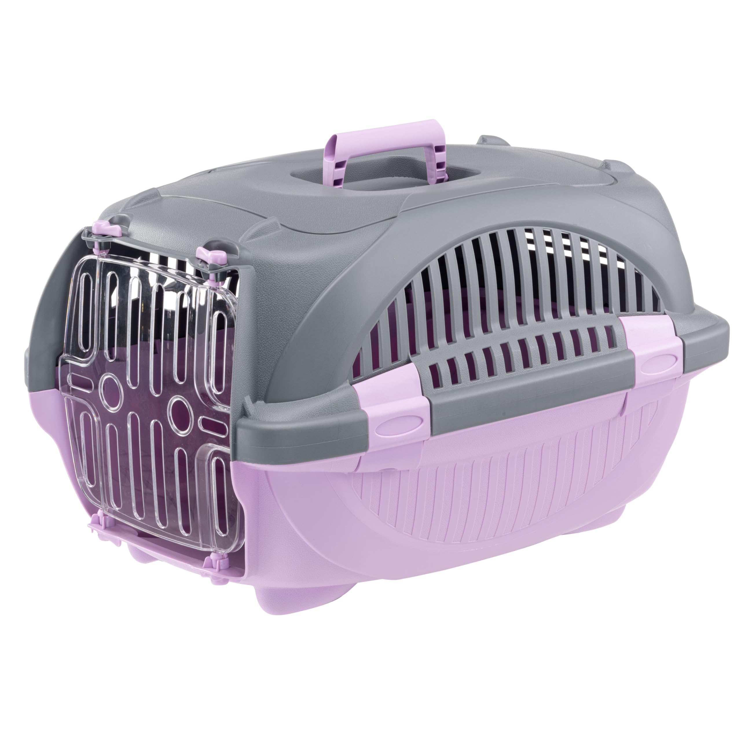 Ferplast Caisse de Transport Chat RIDER, Cage de Transport Chiens Petits et Chats jusqu'à 7 kg, Porte Transparente Antichoc, Fentes d'aération, Boite Panier Transport, 34 x 50,7 x h 30 cm, Rose - Image 1