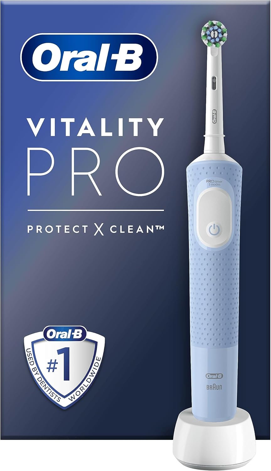 Oral-B Vitality Pro Brosse à Dents Électrique, Bleu, 1 Brossette Nettoyage 2D, Élimine la Plaque Dentaire, 3 Modes de Brossage, Minuteur, Rechargeable - Image 1