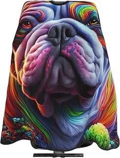 Cape De Cheveux Bulldog Psychédélique, Races De Chiens Colorées Barber Cape De Salon Professionnel Perméable À L'Air Réglable Coupe Cheveux, Pour Le Dyeing, Femme, Adultes, 140x168cm - Image 1
