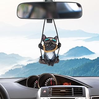 AKONE Car Accessories Hanging Car Mirror Pendant Car Decoration Funny Car Mirror Pendant Men and Women Accessories Creative Cute Bulldog Decoration - Image 1