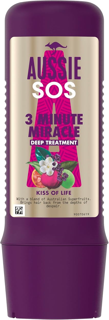 Aussie SOS 1 Minute Miracle Repair Rescue Mask 250ml to deeply nourish dry and damaged hair - Image 1