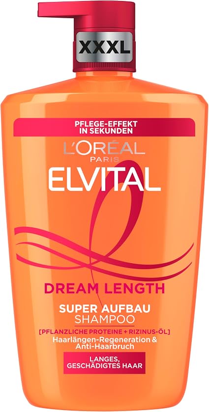 L'Oreal Paris Elvital XXXL Shampoo for split ends, For hair of incredible length, With castor oil, vitamins and vegetable proteins, Shampoo - Image 1