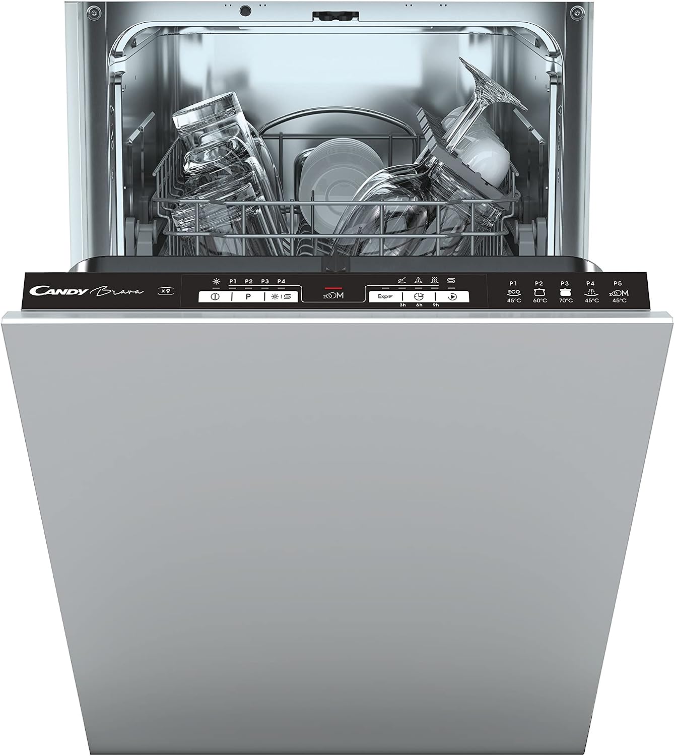 Candy CDIH 1L949 Lave-vaisselle encastrable - Brava, 45 CM, 9 couverts, 5 Cycles, Zoom 32', 49 dB, Aquastop, Départ différé, Intérieur Inox, Classe F - Image 1