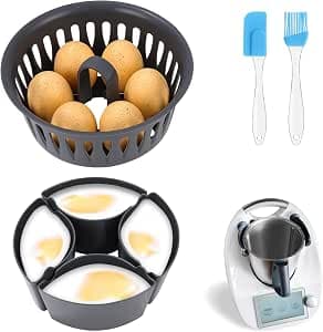 Egg Cooker and Poached Egg Mould, Compatible Accessory for Thermomix TM6, TM7, TM31, BPA Free, for 4 Poached Eggs & 6 Eggs Cooked in Shell, Multifunctional Kitchen Utensil for Brunch