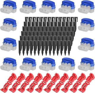 100 Pegs + 20 Cable Connectors + 10 Connecting Terminals for Robot Lawnmower Lawn Mower Boundary Cable Accessory Kit Compatible with Gardena Husqvarna - Image 1