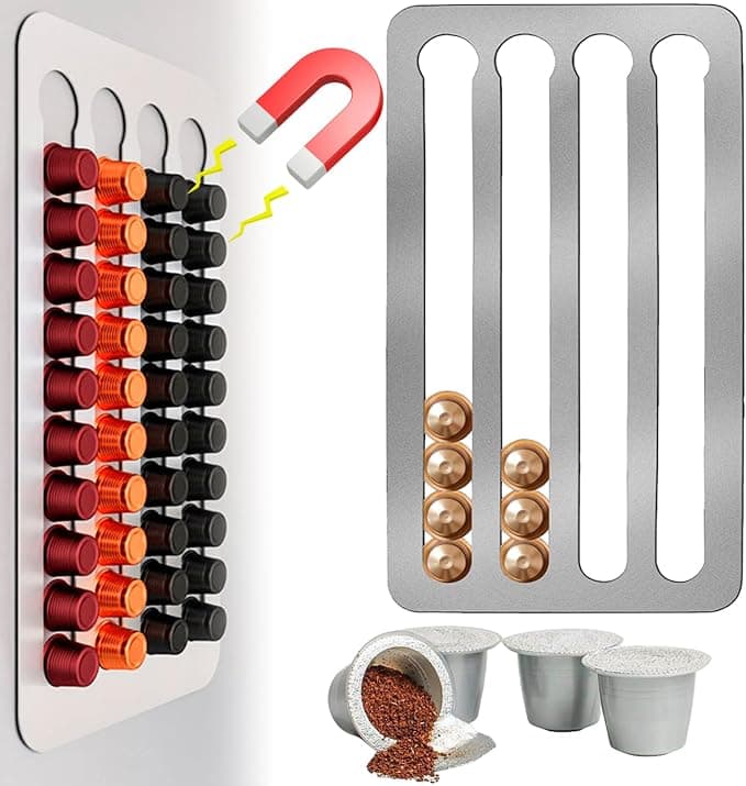 Capsule Holder Compatible with Nespresso, Capsule Dispenser, Magnetic, No Drilling, Coffee Capsule Organizer, Coffee Capsule Holder, Coffee Capsule Holder for 40 Capsules