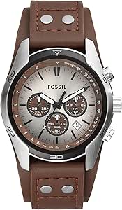 Fossil Montre pour Homme Coachman, Mouvement chronographe à Quartz, boîtier en Acier Inoxydable argenté de 45 mm avec Bracelet en Cuir véritable, CH2564 - Image 1