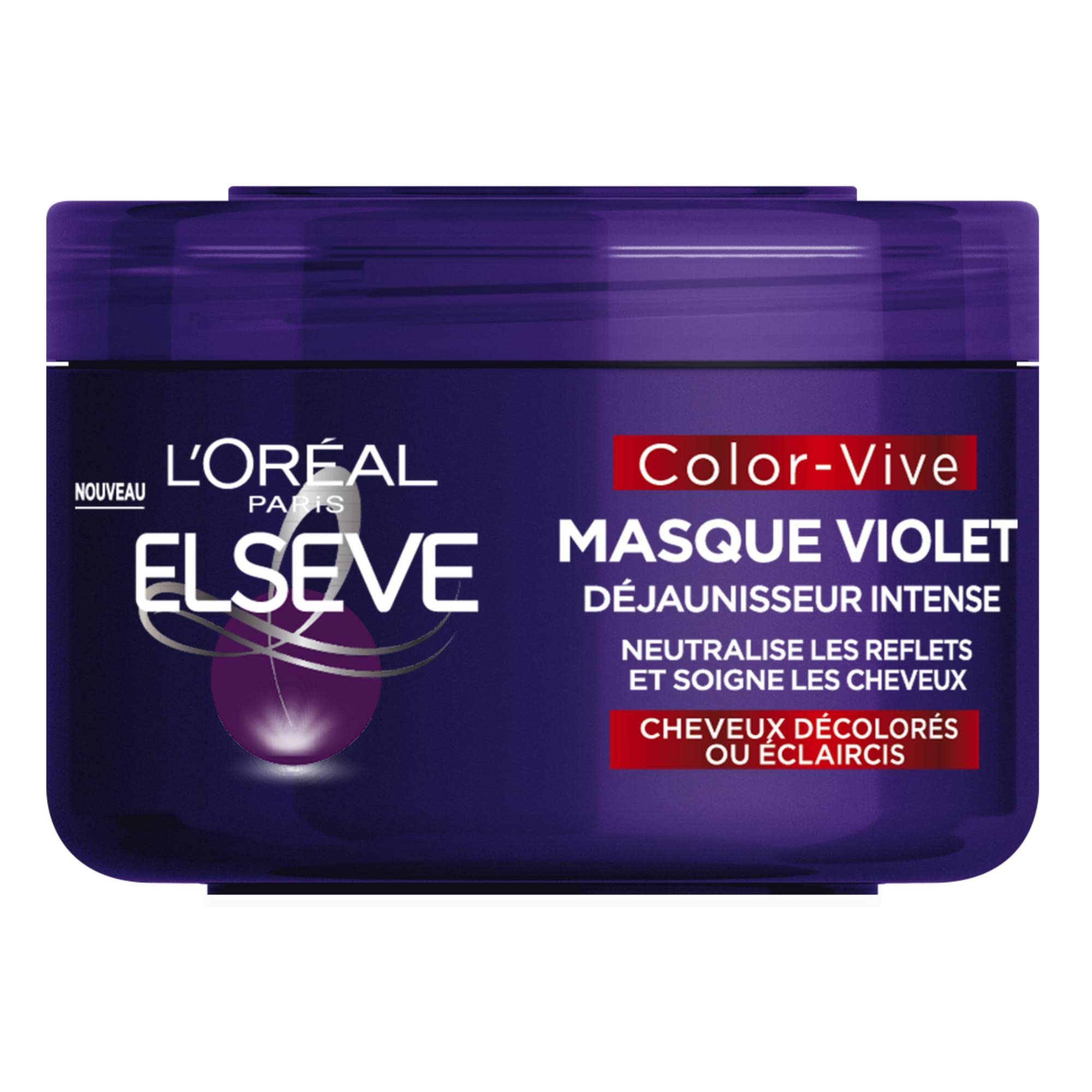 L'ORÉAL PARIS - Intense Deyellowing Violet Mask - Blonde, Bleached, Highlighted or White Hair - Neutralises and Corrects - Anti-Yellow & Orange Reflections - Elseve Color-Vive - 250 ml - Image 1