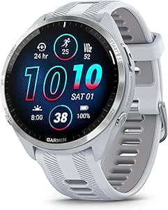 Garmin Forerunner® 965 Running Smart Watch with Colorful AMOLED Display, Training and Recovery Measures, Whitestone and Powder Gray
