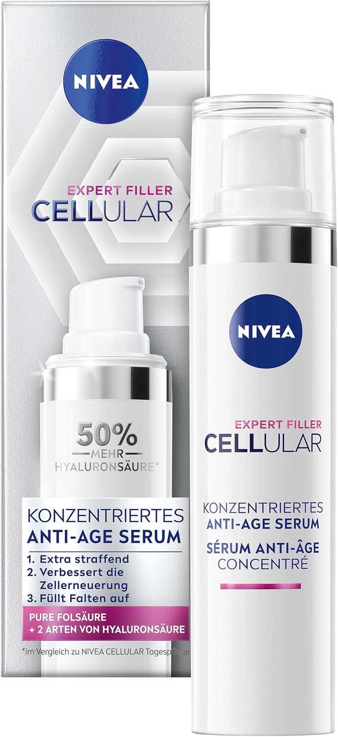NIVEA Sérum anti-âge concentré anti-rides avec acide hyaluronique et folique, sérum concentré à l'acide hyaluronique pour une peau plus jeune, Cellular Expert Filler (40 ml) - Image 1