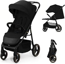 Kinderkraft Trig 3 Stroller, Lightweight, Lying Down, 4-Wheel Suspension, Foldable, 5-Point Adjustable Harness, Footrest, Up to 25 kg, Black - Image 1
