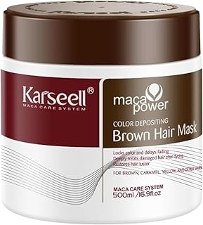 Karseell MACA CARE SYSTEM Masque Capillaire Colorant Marron Nourrissant Hydratant Réparateur Anti-Frisottis Sublime Couleur Châtain Donne Éclat Brillance Cheveux Secs Abîmés Soin Professionnel 500ml - Image 1