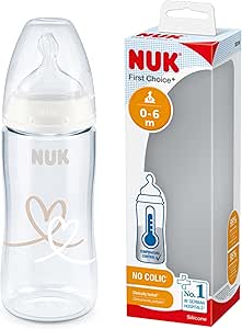 NUK First Choice+ Bottle | 0-6 Months | Temperature Control | Silicone Nipple | Anti-Colic Valve | BPA Free | 300ml - Image 1
