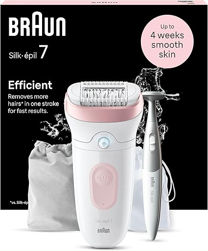 Braun Silk-épil 7 7-210 Women's Electric Epilator Cordless Waterproof Hair Removal Kit with Trimmer for Bikini and Wide Head with Massage Rollers, Comb for Sensitive Areas - Image 1