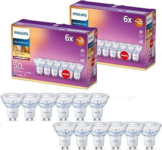 GU10 50W LED Spot Light Bulb Warm White Dimmable Glass, Pack of 6 (Pack of 2) - Image 1