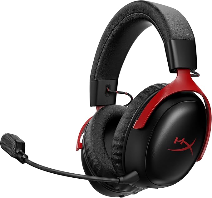 HyperX Cloud III S 2.4GHz Wireless Gaming Headset, Multi-Platform, Bluetooth, Up to 120 Hours Battery Life, 2.4GHz, 53mm Angled Drivers, Detachable 10mm Microphone - Black-Red - Image 1