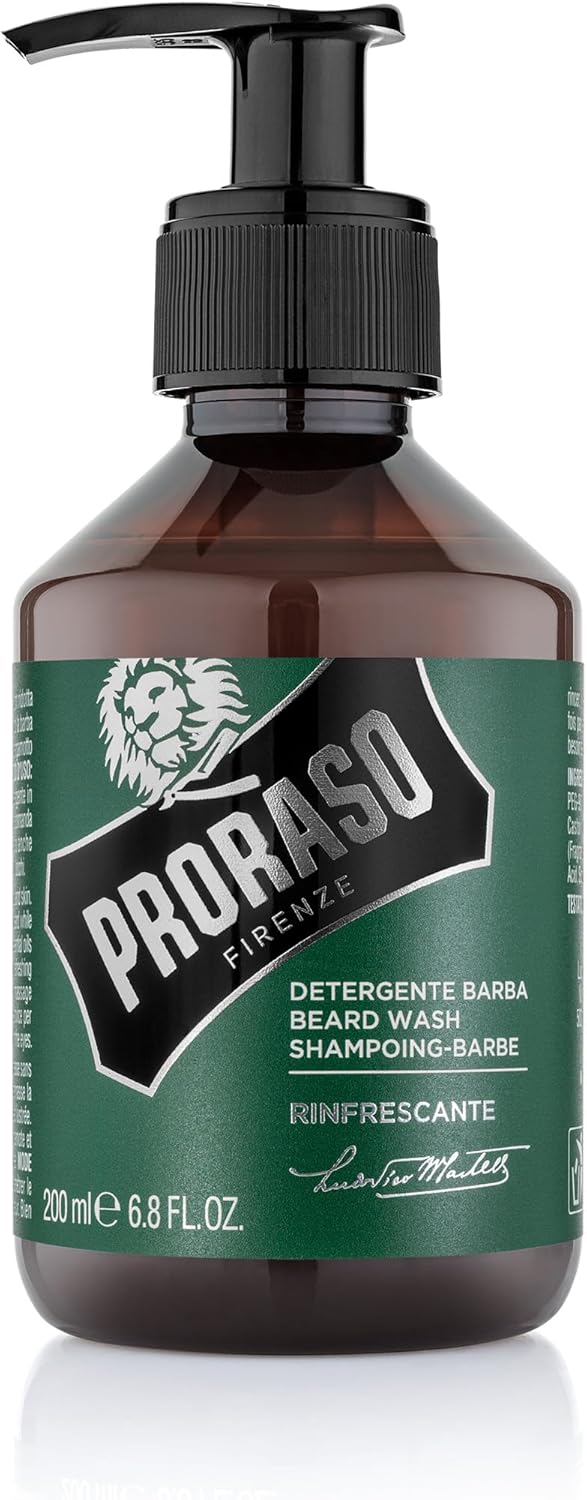 Proraso | Shampoing à barbe rafraîchissant (200 ml) – Nettoyant pour barbe au menthol et à l'eucalyptus pour éliminer les impuretés – Fabriqué en Italie - Image 1