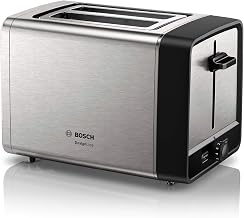 Bosch DesignLine TAT5P420DE Grille-pain compact en acier inoxydable avec arrêt automatique et fonction décongélation, parfait pour 2 tranches de toast, fonction lifting, large, 970 W, acier inoxydable - Image 1