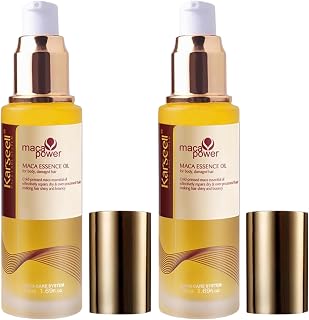Karseell MACA CARE SYSTEM Pack 2 Sérums Cheveux Huile d’Argan Réparation Intense Hydratation Nutrition Brillance Anti-Frizz Protection Thermique Pointes Fourchues Cheveux Secs Abîmés Colorés 2x50ml - Image 1