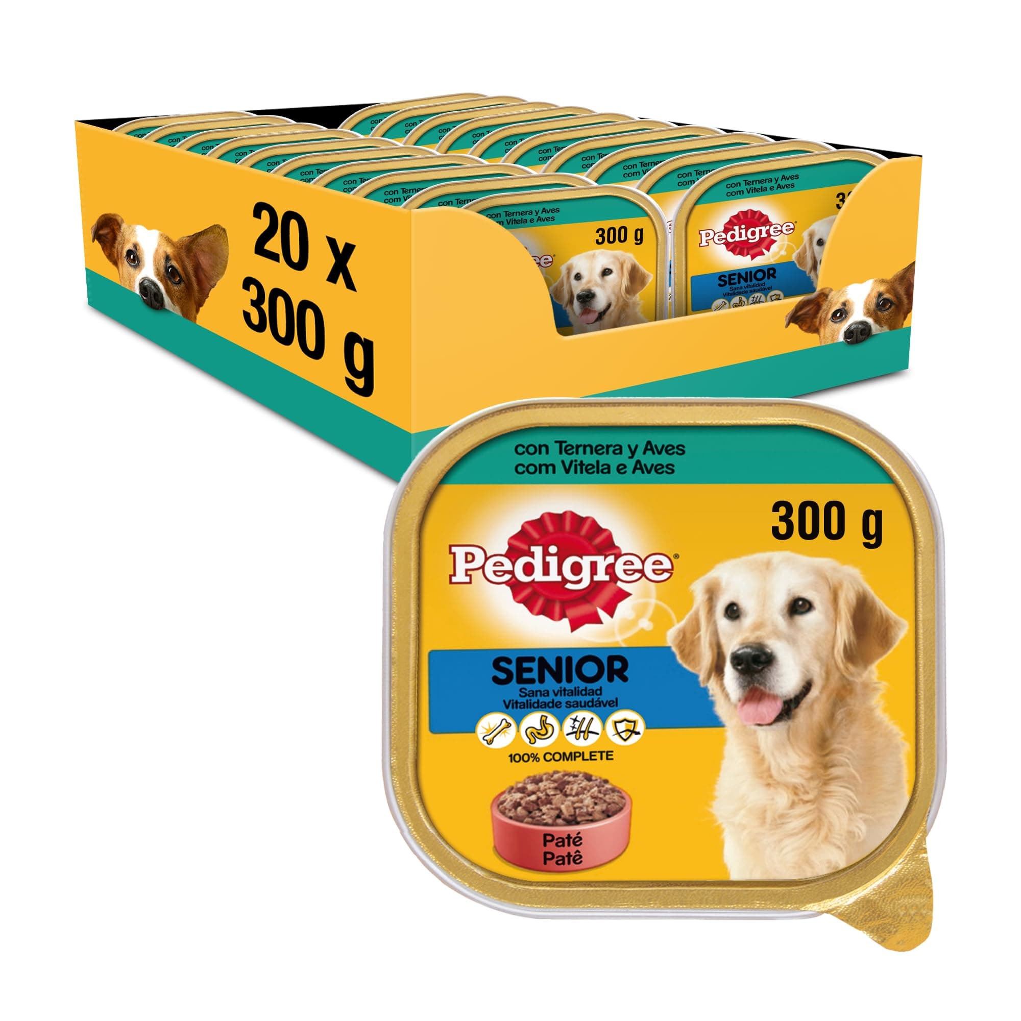 Pedigree Wet Food Tubes for Adult Dogs, Veal and Bird Flavour (Pack of 20 x 300g)