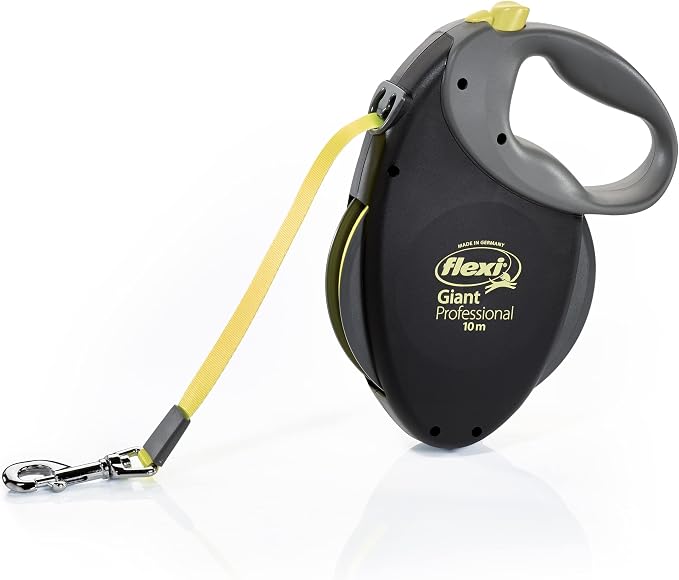 Flexi, Giant Retractable Dog Lead 10 m, Strong and Strong Dogs up to 50 kg, Increased Visibility Neon Colour Strap, Robust and Ergonomic Braking System, Made in Germany – M – 10 m – 50 kg - Image 1