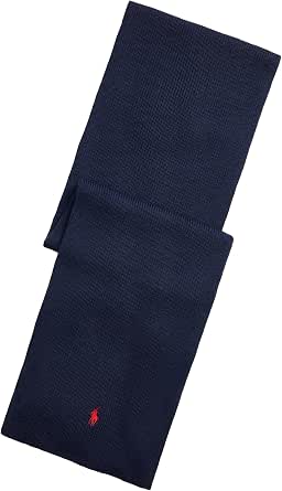 Ralph Lauren Men's Scarves Blue Scarf with Logo Embroidery, Multicoloured, One Size - Image 1