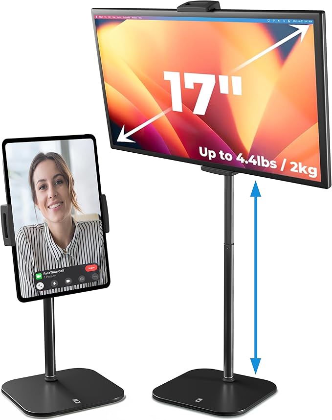 COOPER TabStand 20 Inch Height iPad Desk Stand for Portable Monitors up to 17 Inches (2 kg), Tablet Desk Mount, Tablet Mount, Compatible with iPad Samsung Kindle Fire Android (Black) - Image 1