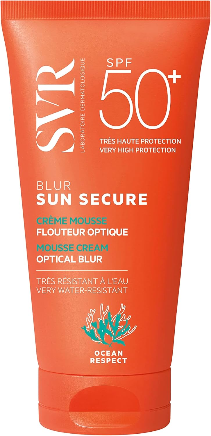 SVR - Sun Secure Blur SPF50+ - Crème mousse solaire effet flouteur optique – Très haute protection UVA, UVB, infrarouge & lumière visible – Peaux sensibles – Niacinamide, Vitamine E – 50 ml - Image 1