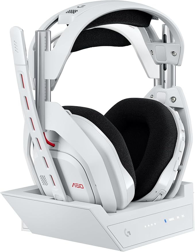 Logitech G Astro A50 LIGHTSPEED, Wireless Gaming Headset + Docking Station (Gen 5), PRO-G GRAPHENE, 3-System Switch, USB-C to Xbox, PS5, PC, Nintendo Switch, Switch 2, Bluetooth- White - Image 1