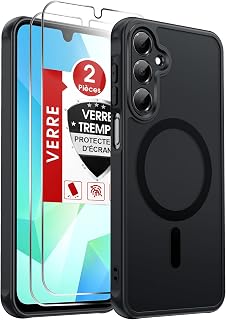 Magnetic Case for Samsung Galaxy A16 / A 16, with 2 Tempered Glass, Compatible with MagSafe, Shockproof TPU Bumper Case Cover with Translucent Matte Back - Black - Image 1