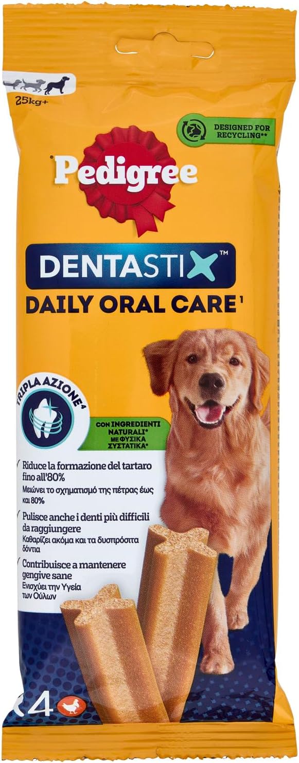 Pedigree Dentastix Snack for Oral Hygiene, Large Dog + 25 kg, 4 Sticks - 154 g - Image 1