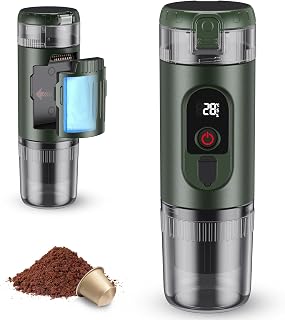 Cafetière portable 2 en 1 avec batterie de 7650 mAh, extraction à chaud/froid, pour capsules Nespresso et café moulu, portable pour le bureau, les voyages et le camping (vert) - Image 1