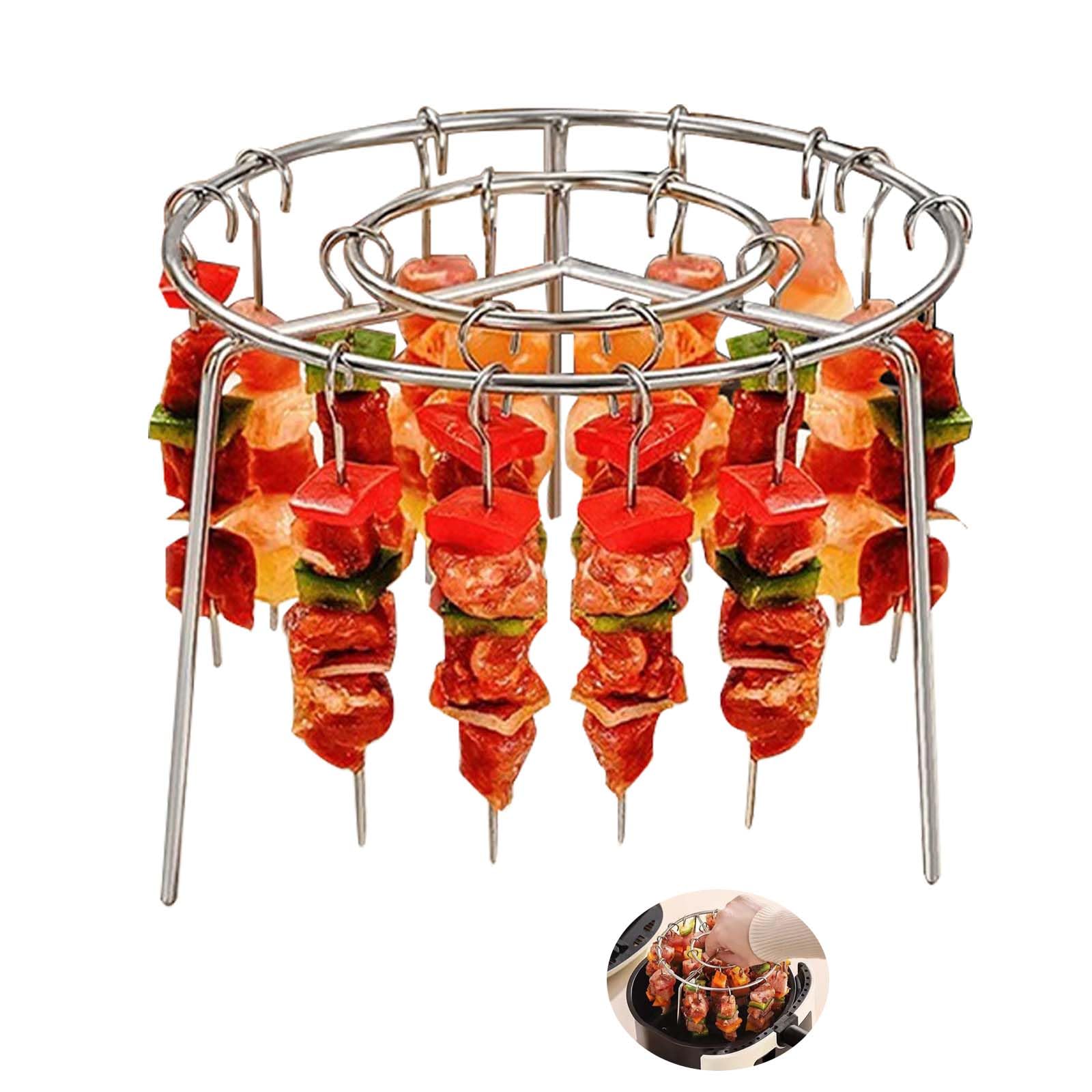 Air Fryer Accessory, Stainless Steel Barbecue Skewers Set – 24 Skewers + Round Grill | Compatible Accessories Air Fryer Dish, Airfryer Ninja Grill - Image 1