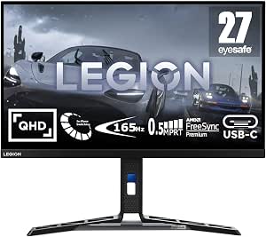 Lenovo Legion Y27h-30 - 27" Gaming Monitor with EyeSafe (2K QHD, IPS, 180Hz, 0.5ms MPRT, HDMI, DP and USB-C Cables, FreeSync Premium, Speakers) Tilt/Height/Rotate/Swivel Adjustment - Image 1