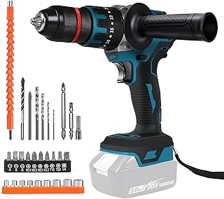 Perceuse Visseuse Sans Fil compatible avec Makita 18V batterie, 1350RPM sans balais avec embrayage 20+3, 120N.m de couple, mandrin de 13mm, kit tournevis et forets pour percer murs, bois, métal - Image 1