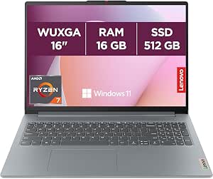 Lenovo IdeaPad Slim 3 16ABR8 – 16 Inch WUXGA Laptop (AMD Ryzen 7 5825U, 16GB RAM, 512GB SSD, AMD Radeon Graphics, Windows 11 Home) French AZERTY Keyboard – Grey - Image 1
