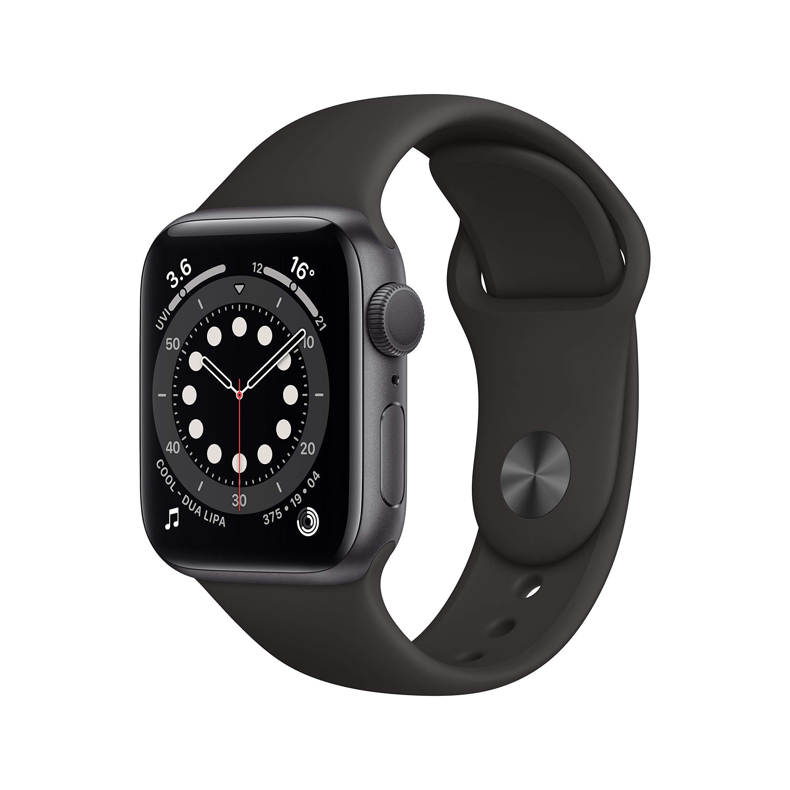 Apple Watch Series 6 (GPS, 40mm) Space Grey Aluminum Case with Black Sport Strap (Refurbished) - Image 1