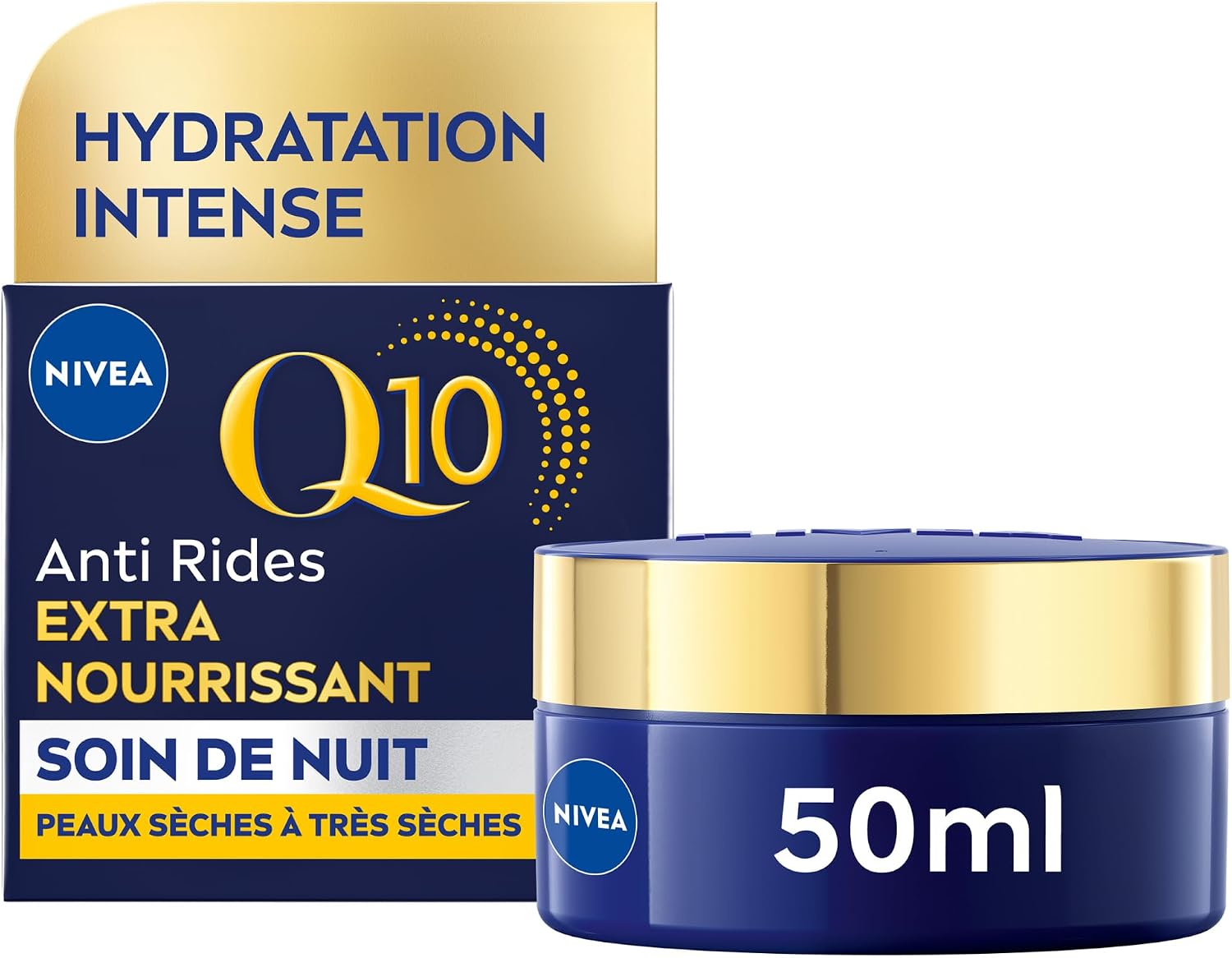 NIVEA Q10 Soin de Nuit Extra Nourrisant (1x50 ml), crème anti rides enrichie en Q10 pur & Huile d'Argan, crème anti-âge nourrissante, soin hydratant visage peaux sèches à très sèches - Image 1