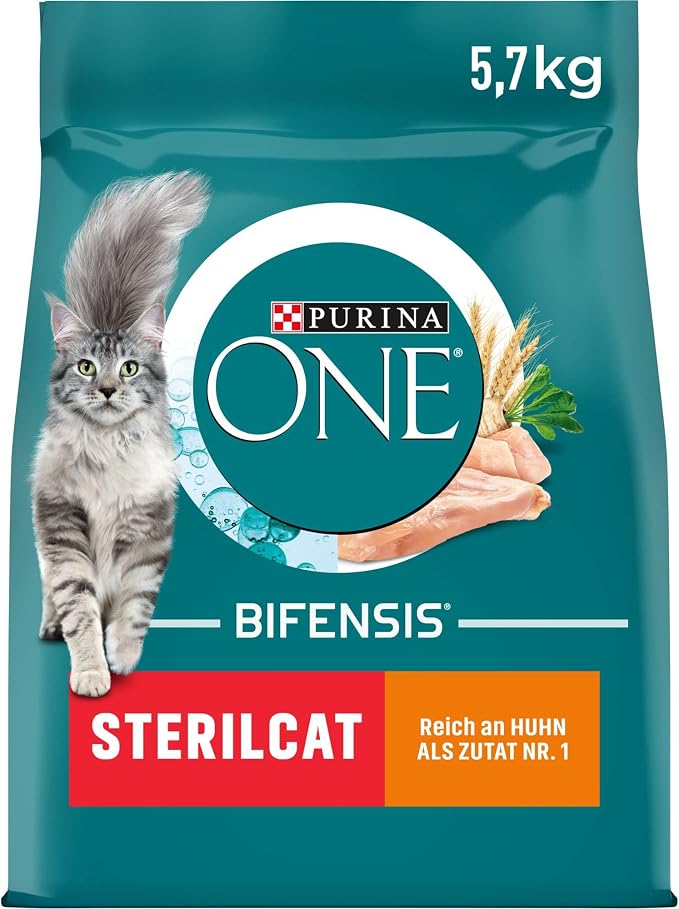 PURINA One BIFENSIS STERILCAT Dry Food for Sterilised Cats, Rich in Chicken, 1 Pack (1 x 5.7 kg) - Image 1