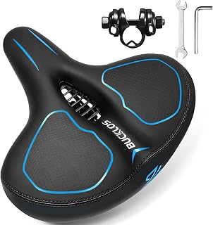BUCKLOS Coussin de siège de vélo Confortable Extra Large pour Homme et Femme, vélo d'appartement/Stationnaire/Peloton/Siège de vélo rembourré en Mousse Confortable - Selle de vélo étanche avec - Image 1