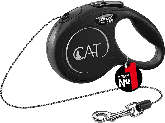 Flexi - CL00C3-251-S CAT-20 - Laisse pour chien - laisse enrouleur - laisse pour chat - New Classic Cat XS Cord 3 m, black - Image 1