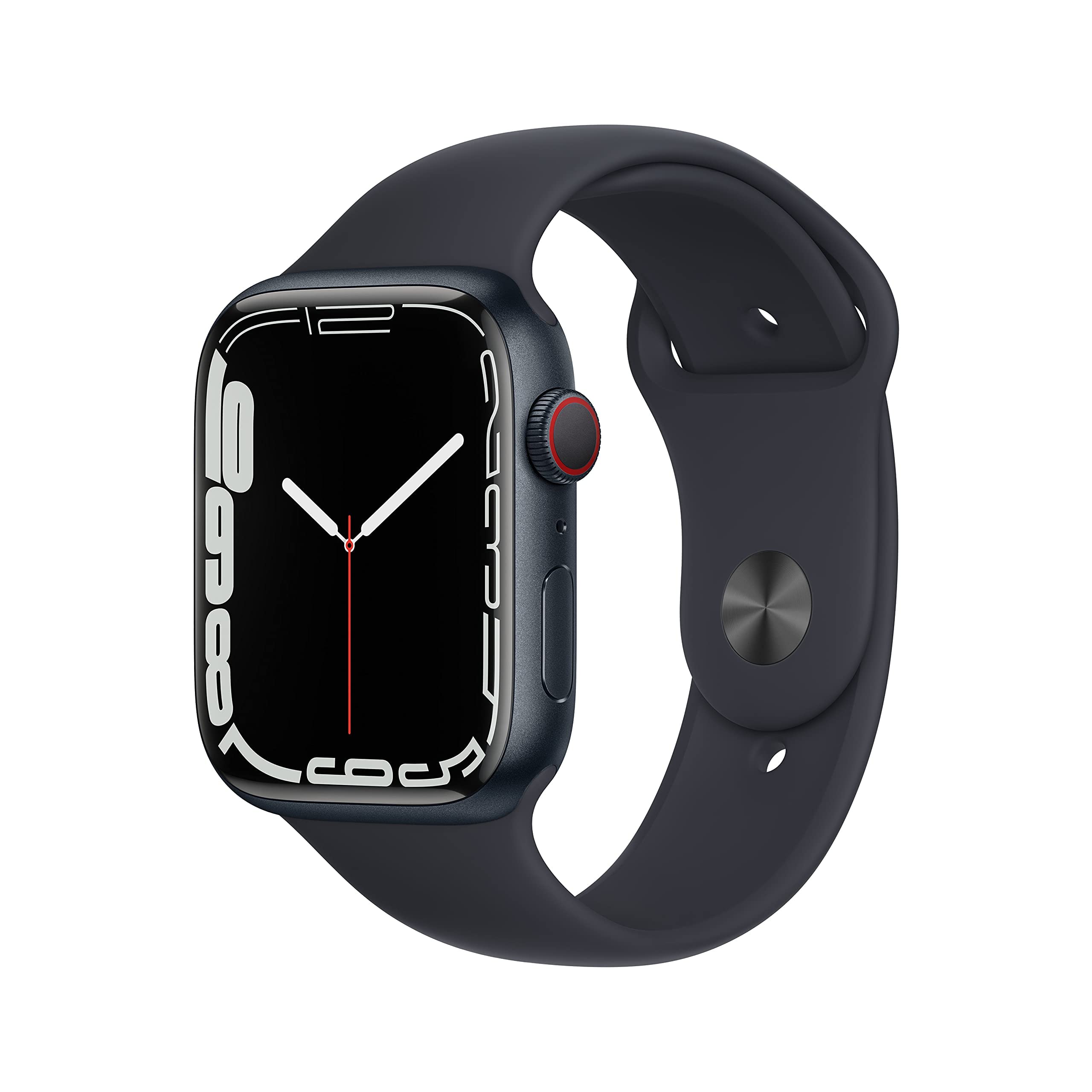 Apple Watch Series 7 (GPS + Cellular, 45 mm) Midnight Aluminium Case with Midnight Sport Strap (Refurbished) - Image 1