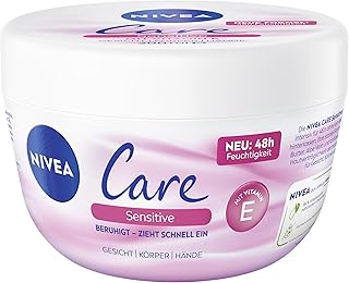 NIVEA Creme Care Sensitive Soin du visage et du corps pour une hydratation intense pendant 48 heures, crème hydratante non grasse pour peaux sensibles et sèches (200 ml) - Image 1