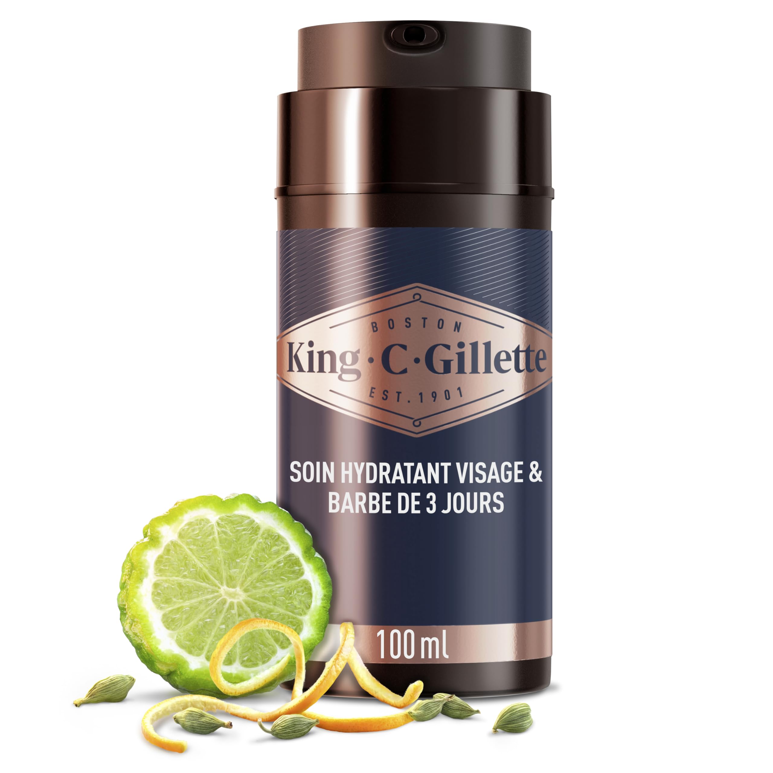 Gillette King C Men's Moisturizing Cream For Face And Short Beard, Softens Skin, Infused With Signature Fragrance With Notes Of Bergamot, Vitamin B Complex, 100ml - Image 1