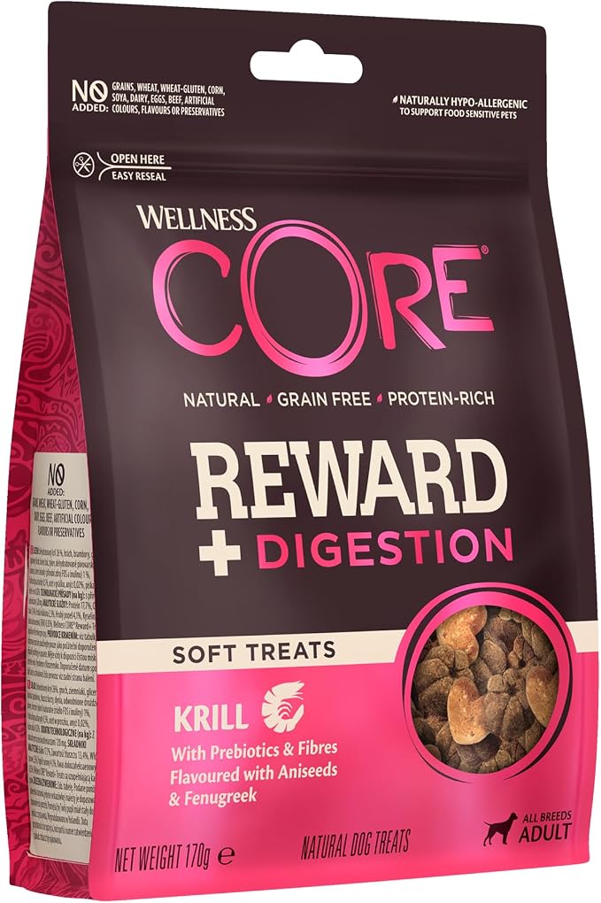Wellness CORE Reward+ Digestion 170 g, Krill/Anise - Grain Free, Natural, Hypoallergenic, High Protein, High Fish Content, Supports Good Digestion - Image 1