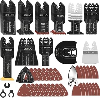 LEILUO Ensemble de 158 lames de scie multi-outils accessoires universels pour outils oscillants avec sac de rangement compatible avec Dewalt Makita DTM51Z Dremel Parkside et plus - Image 1