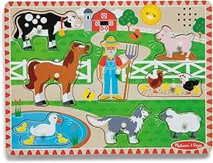 Melissa & Doug - 8-Piece Farm Sound Puzzle - Old Macdonald - Children's Puzzle - Wooden Toy - Learning Game - Educational Development and Creative Toy - Gift for Children 2 Years and Above
