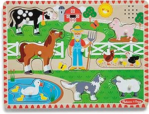 Melissa & Doug - 8-Piece Farm Sound Puzzle - Old Macdonald - Children's Puzzle - Wooden Toy - Learning Game - Educational Development and Creative Toy - Gift for Children 2 Years and Above - Image 1