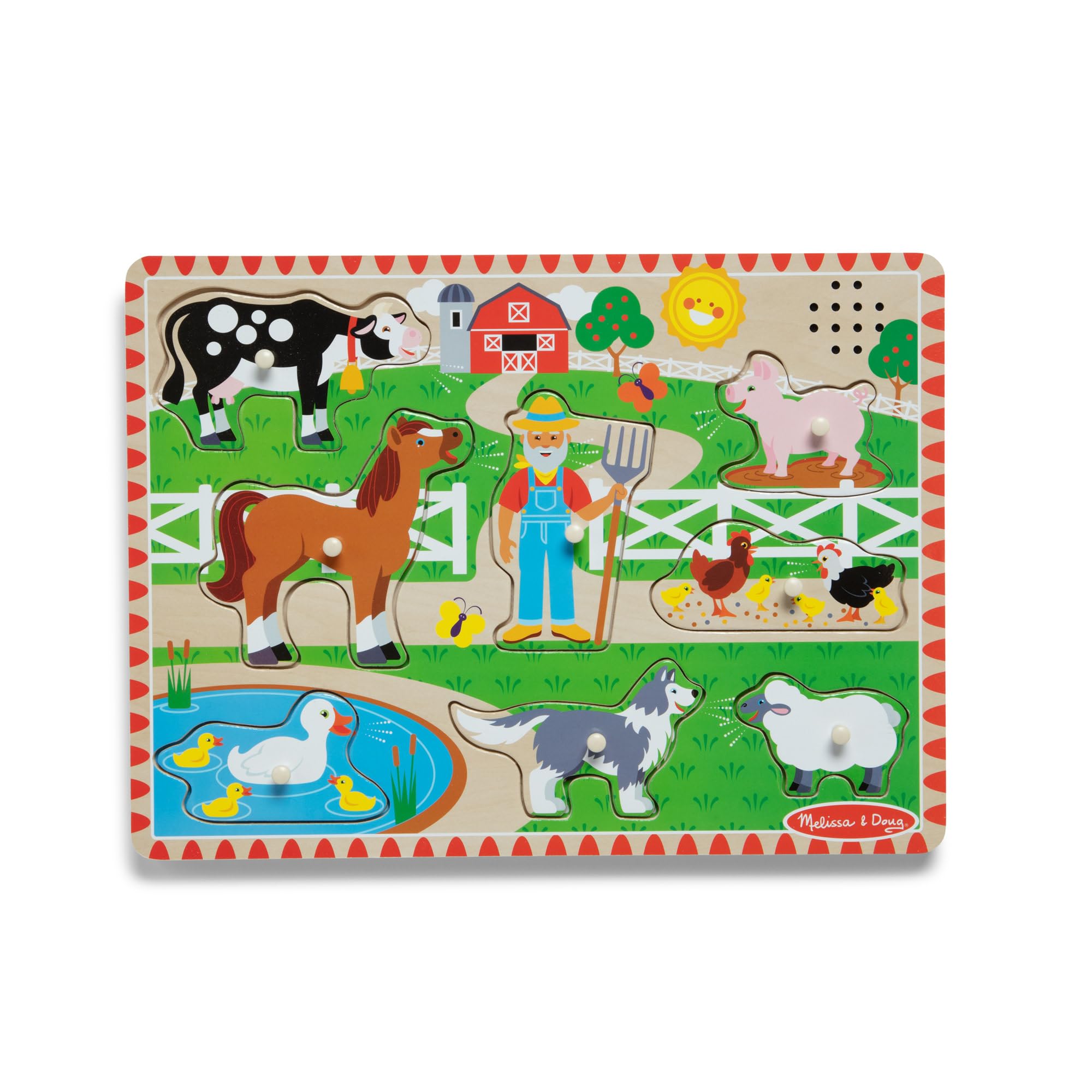 Melissa & Doug - 8-Piece Farm Sound Puzzle - Old Macdonald - Children's Puzzle - Wooden Toy - Learning Game - Educational Development and Creative Toy - Gift for Children 2 Years and Above - Image 1