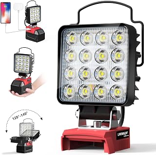 Lampe LED Rechargeable Pour Milwaukee 18V Batterie - LIVOWALNY 48W Projecteur LED Chantier à Double Interrupteur avec Type C/USB Lampe de Travail Pour Garage, Camping, Chantier (Sans Batterie) - Image 1